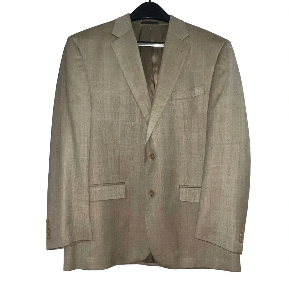 Lauren Ralph Lauren Mens Silk Wool Blazer Jacket Size 44R Tan